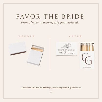Personalized Floral Monogram Wedding Matchboxes
