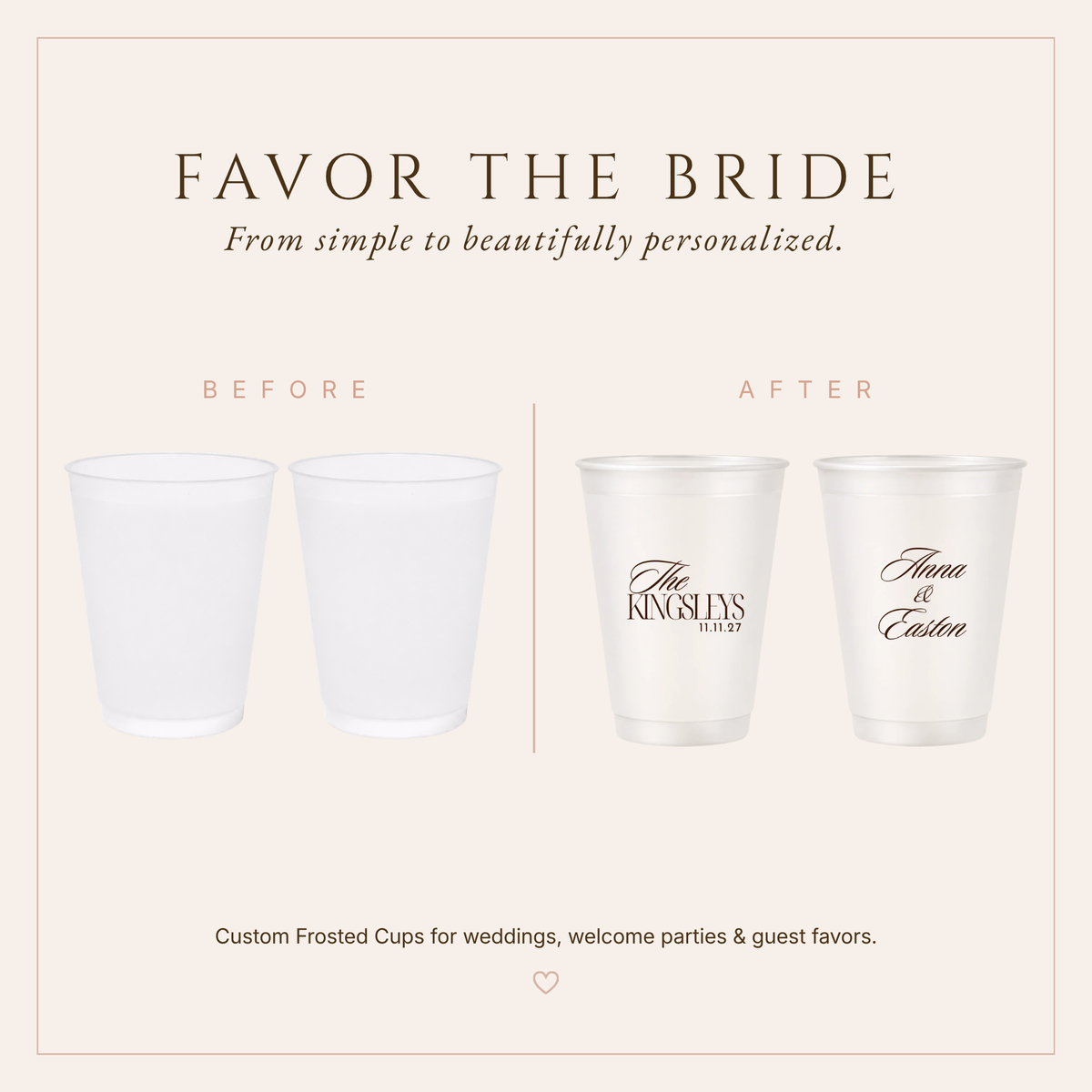 Personalized Elegant Script Wedding Frosted Cups