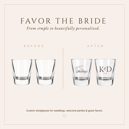 Personalized Shellings Monogram Wedding Shot Glasses