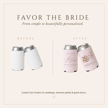 Personalized Pet Lover Wedding Can Coolers