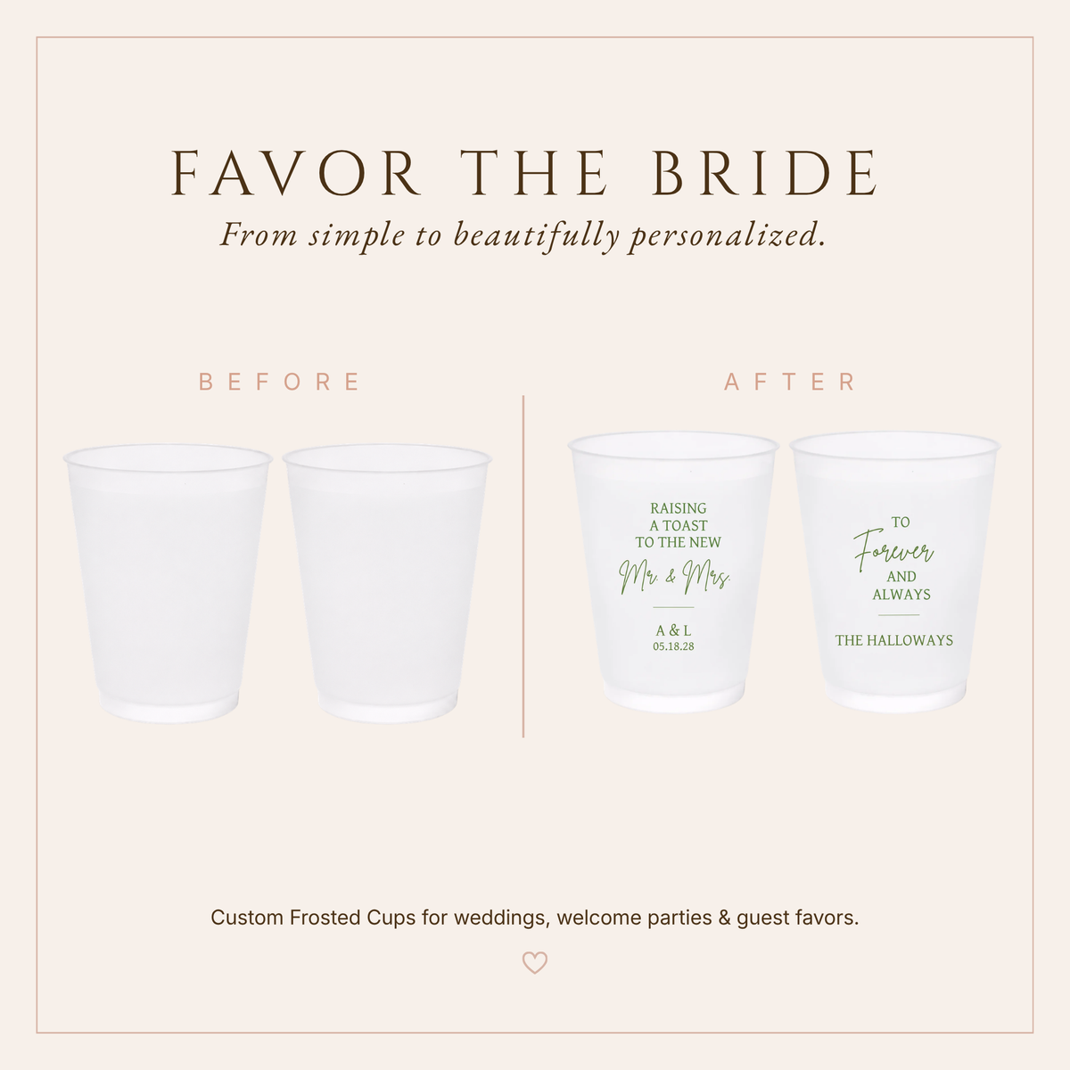 Personalized Raising a Toast Wedding Frosted Cups