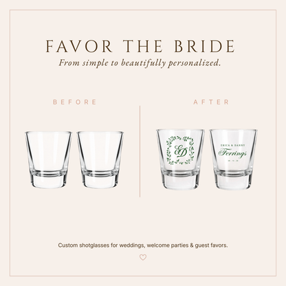 Personalized Ferrings Monogram Wedding Shot Glasses