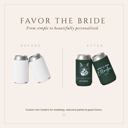 Personalized Cat Wedding Can Coolers