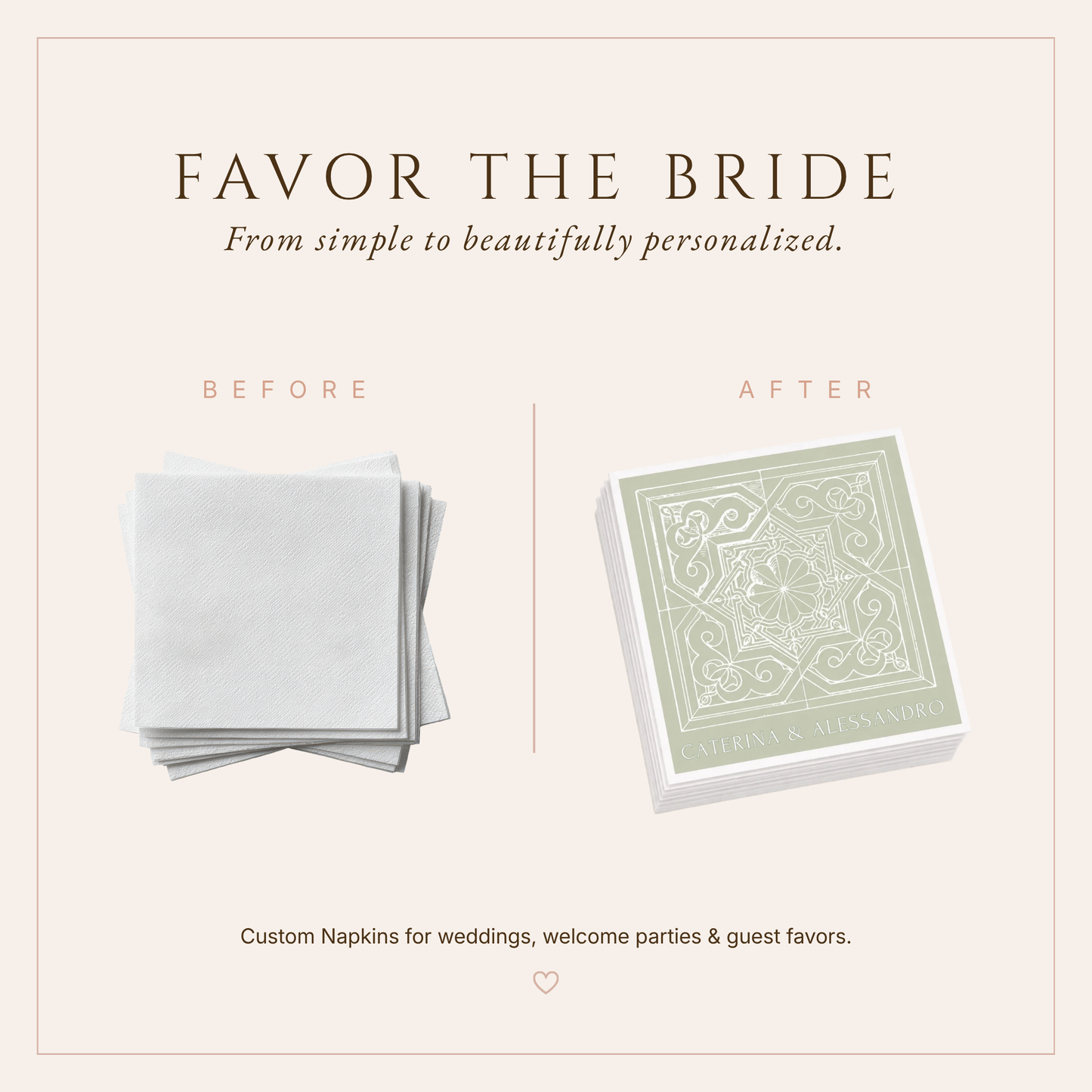 Personalized Italian Tile Wedding Table Napkins
