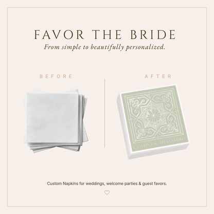 Personalized Italian Tile Wedding Table Napkins