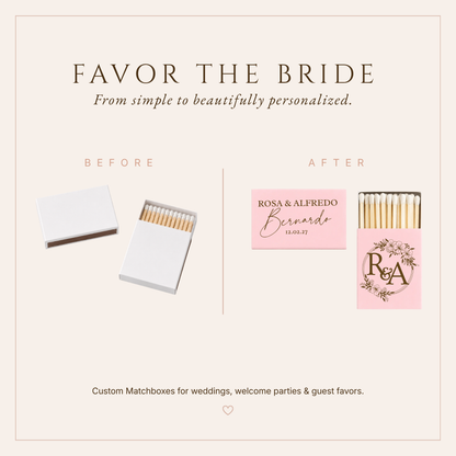 Personalized Floral Monogram Wedding Favor Matchboxes