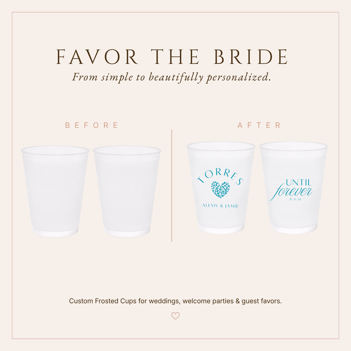 Personalized Until Forever Wedding Frosted Cups