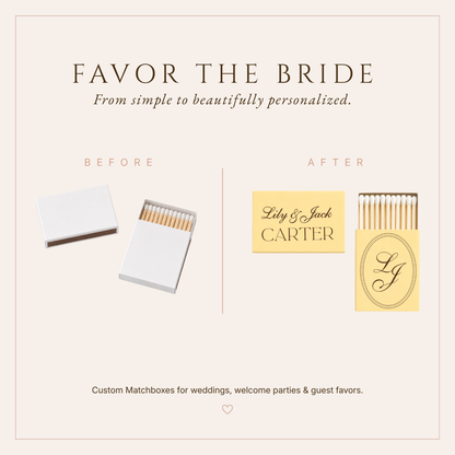 Personalized Classic Monogram Wedding Matchboxes