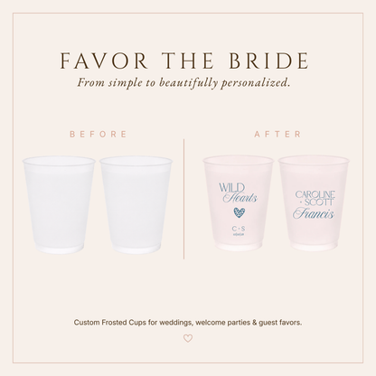 Personalized Wild Hearts Wedding Frosted Cups