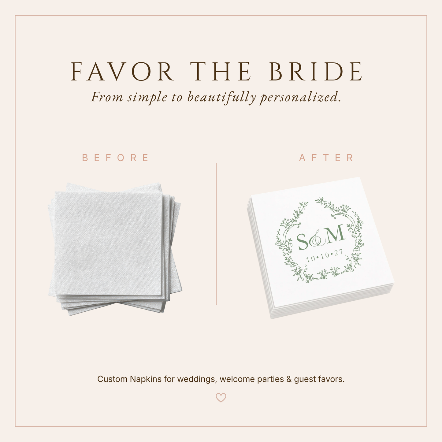 Personalized Monogram Wedding Table Napkins