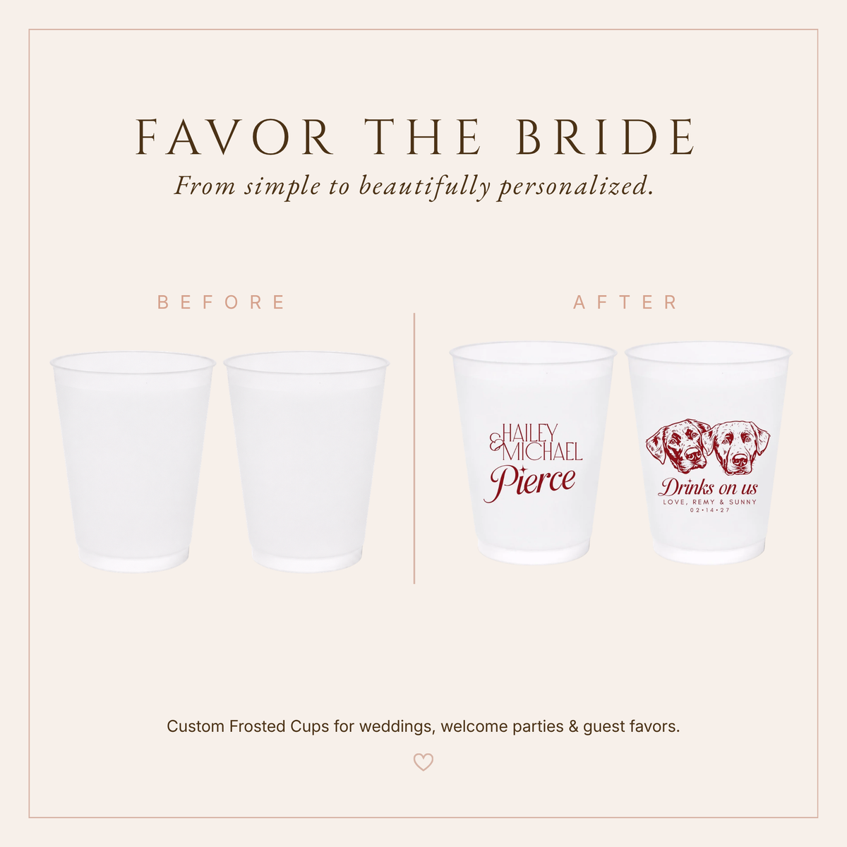 Personalized Two Pet Wedding Frosted Cups
