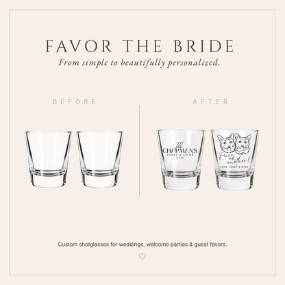 Personalized Cat Wedding Shot Glasses