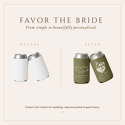 Personalized Minimalist Dog Wedding Can Coolers