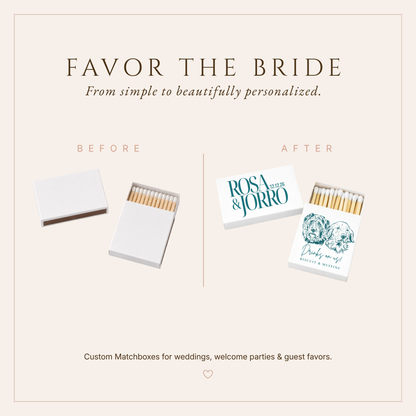 Personalized Wedding Matchbox Dog Portrait Bold Name