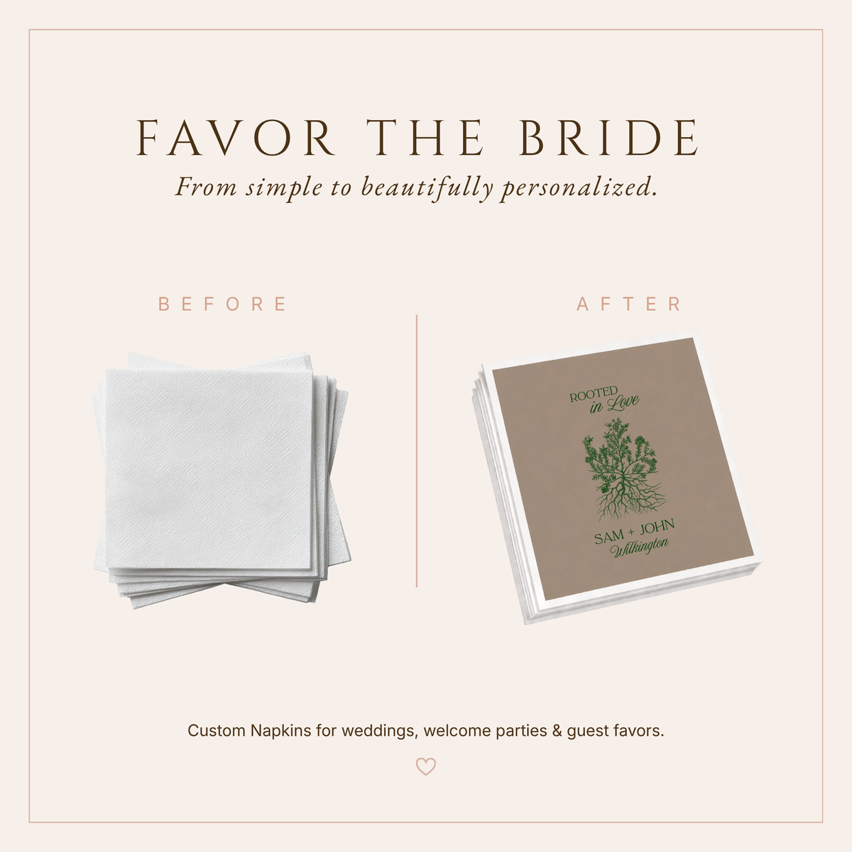 Personalized Rooted in Love Wedding Table Napkins