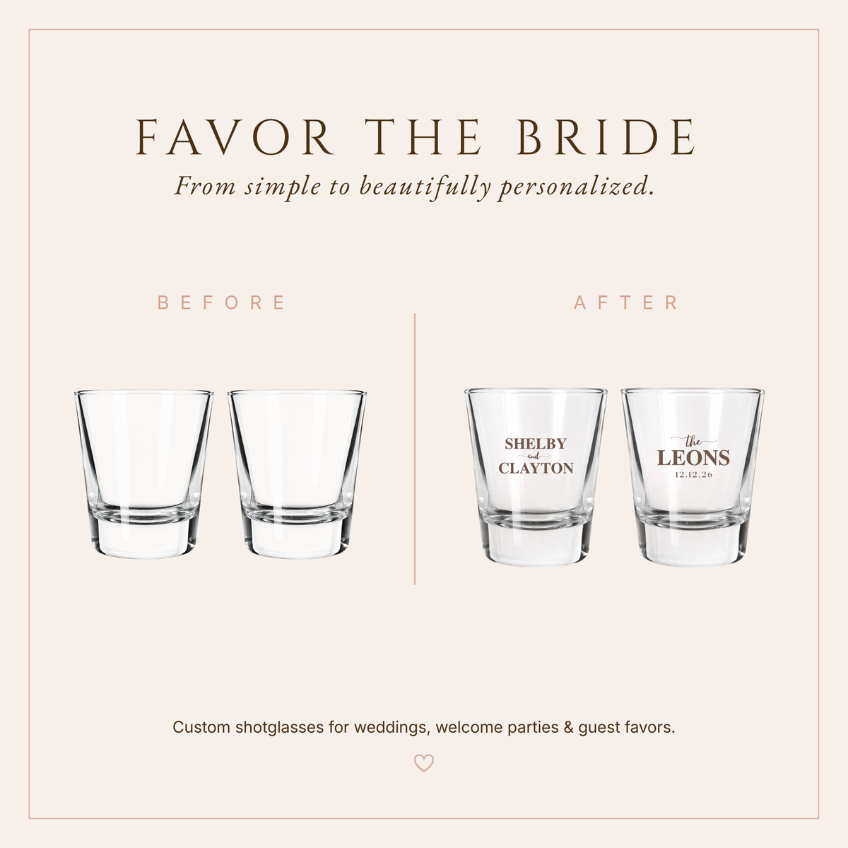 Personalized Leons Wedding Shot Glasses