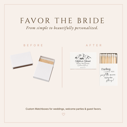 Personalized Mountain Wedding Matchboxes