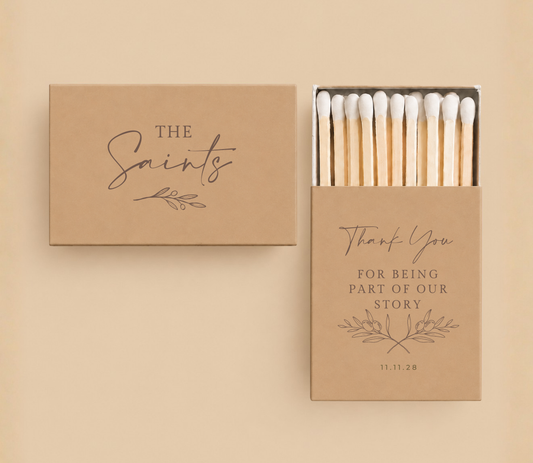 Personalized Thank You Wedding Favor Matchboxes