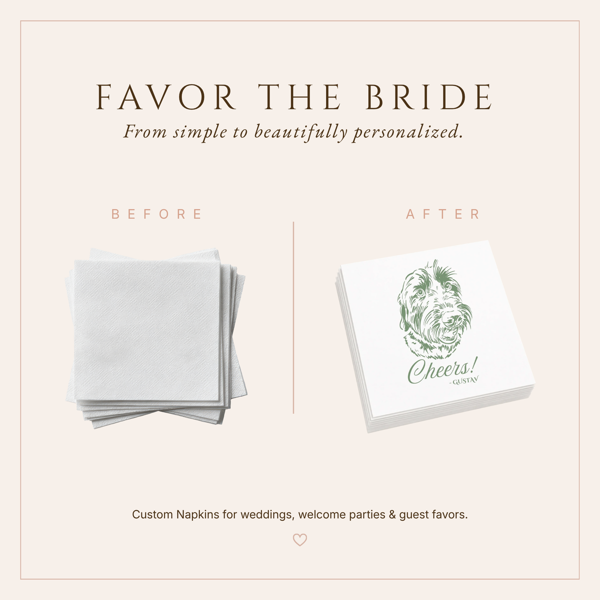 Personalized Dog Portrait Wedding Table Napkins