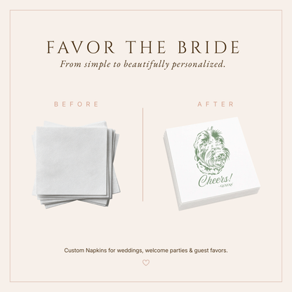 Personalized Dog Portrait Wedding Table Napkins