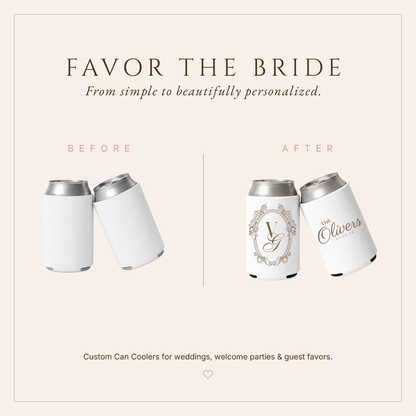 Personalized Vintage Monogram Wedding Can Coolers