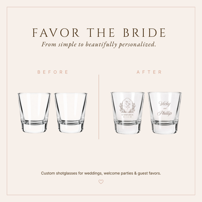 Personalized Stanfords Wildflower Wedding Shot Glasses