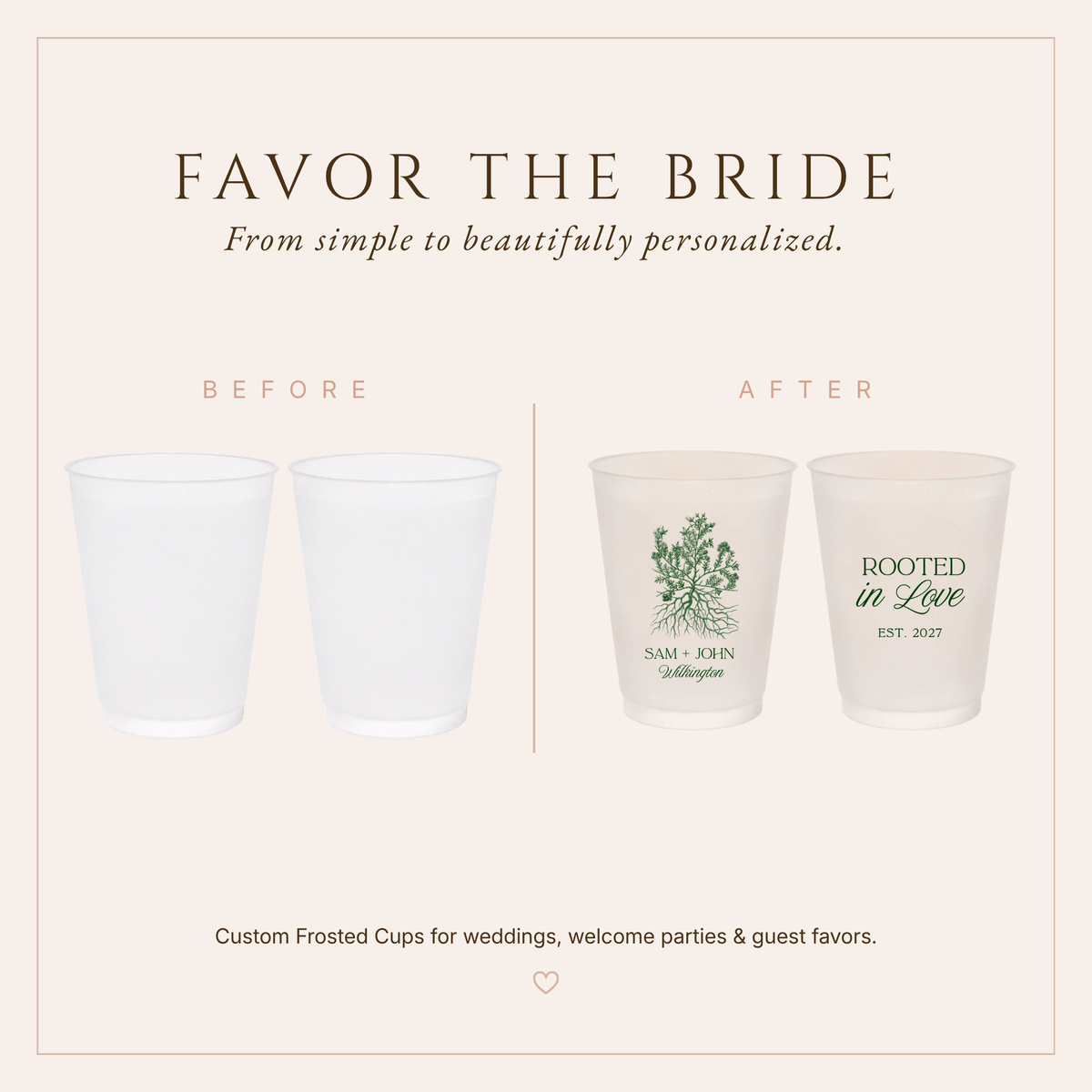 Personalized Roots Artwork Wedding Frosted Cups