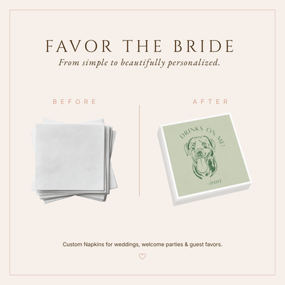 Personalized Pet Portrait Wedding Table Napkins