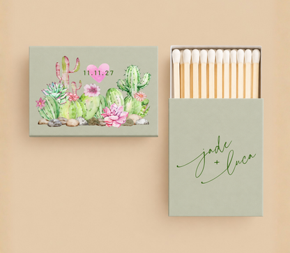 Personalized Desert Cactus Wedding Matchboxes