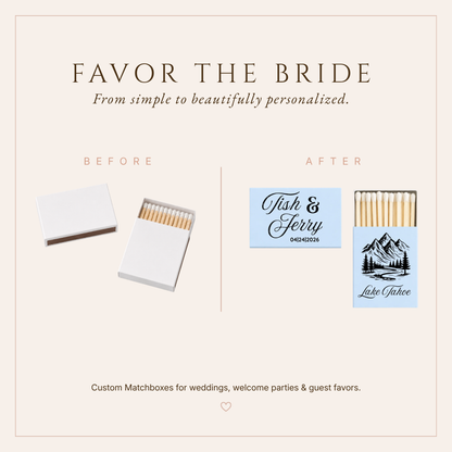 Personalized Lake Tahoe Wedding Matchboxes