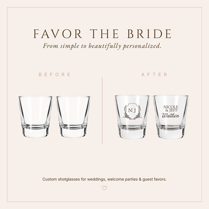 Personalized Watkin Monogram Wedding Shot Glasses