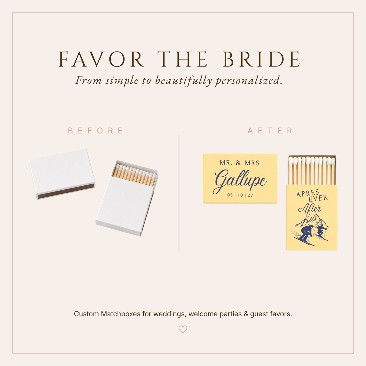 Personalized Après Ever After Wedding Matchboxes