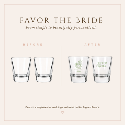 Personalized Better Together Olive Wedding Shot Glasses