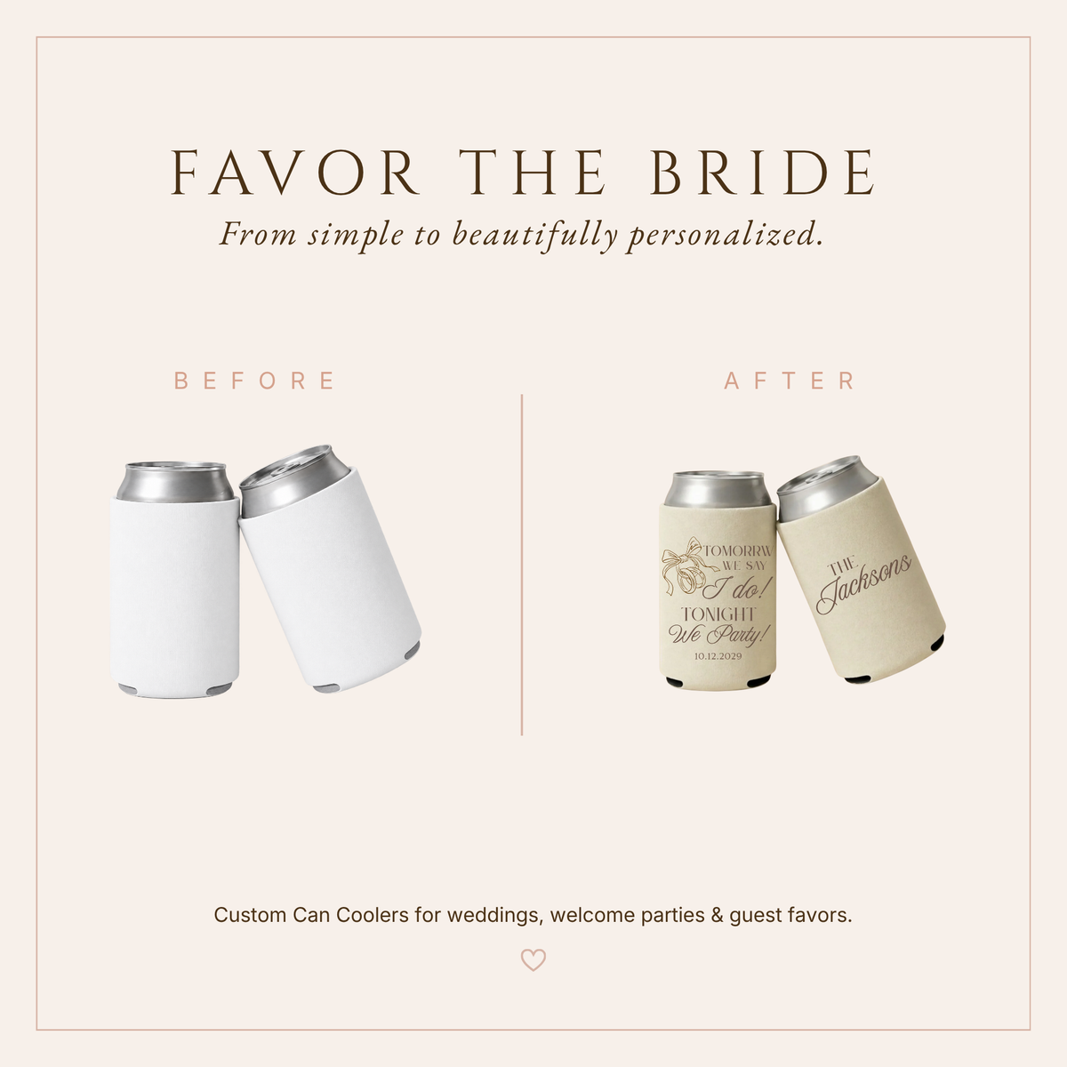 Personalized Rehearsal Dinner Wedding Can Coolers