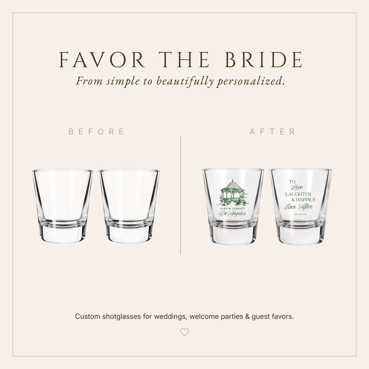Personalized Gazebo Wedding Shot Glasses