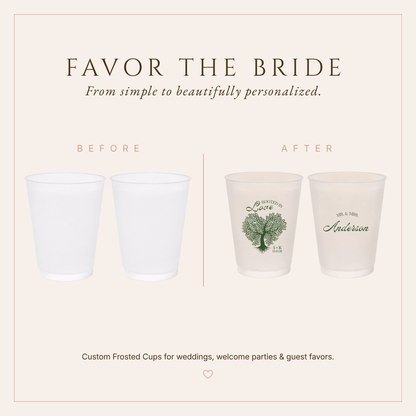 Personalized Tree Illustration Wedding Frosted Cups