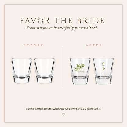 Personalized Olive Branch Wedding Shot Glasses