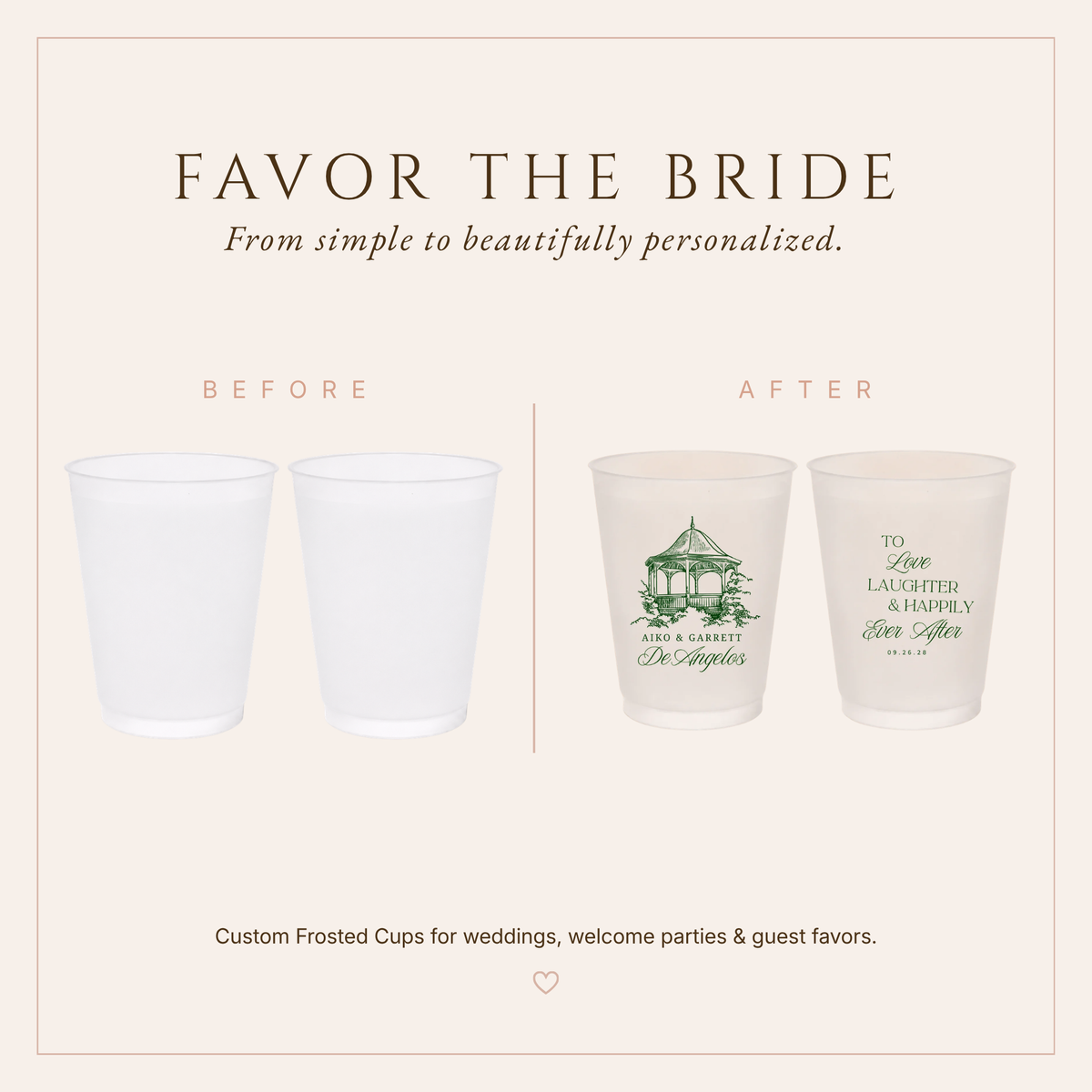 Personalized Gazebo Illustration Wedding Frosted Cups