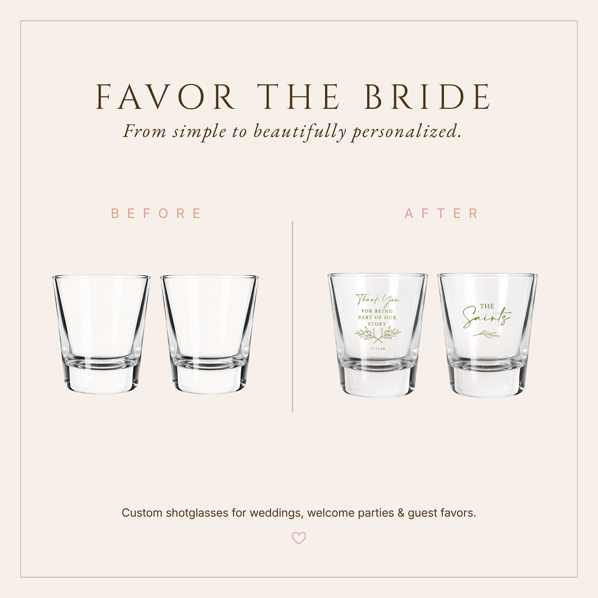 Personalized Thank You Wedding Shot Glasses