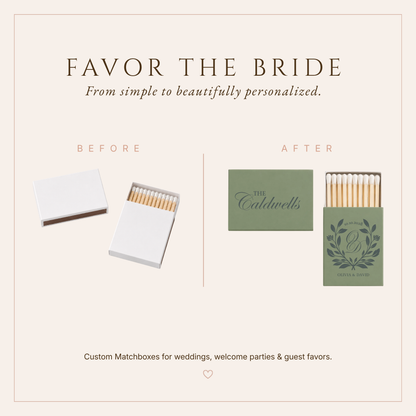Personalized Sage Green Monogram Wedding Favor Matchboxes