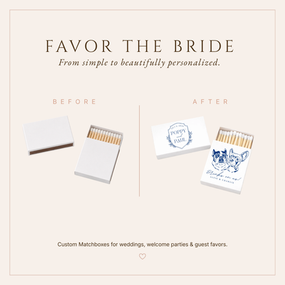 Personalized Wedding Matchbox Crest Dog Portrait Favor