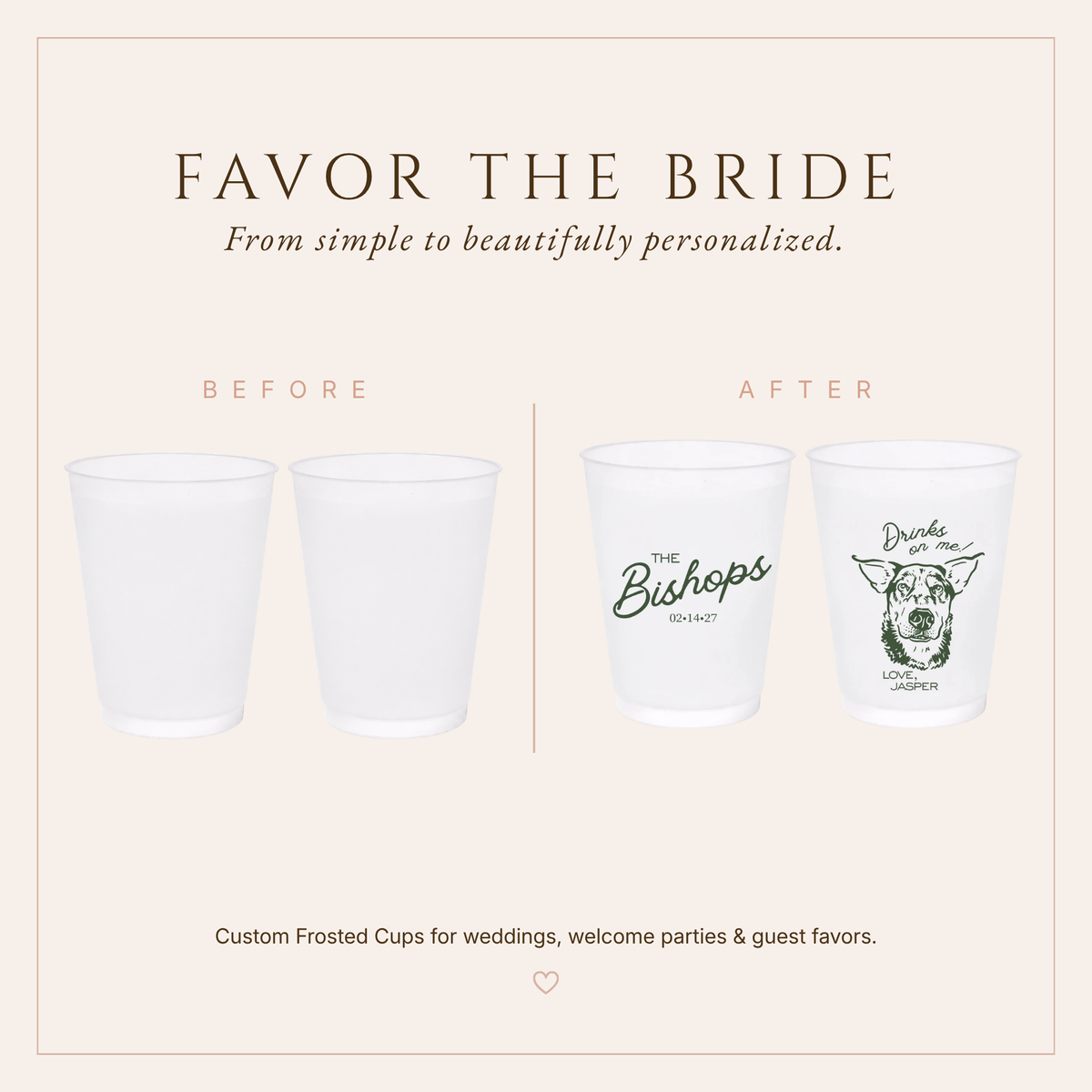 Personalized Pet Portrait Wedding Frosted Cups