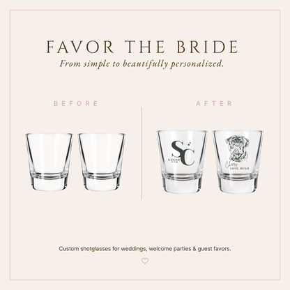 Personalized Pet Portrait Wedding Shot Glasses