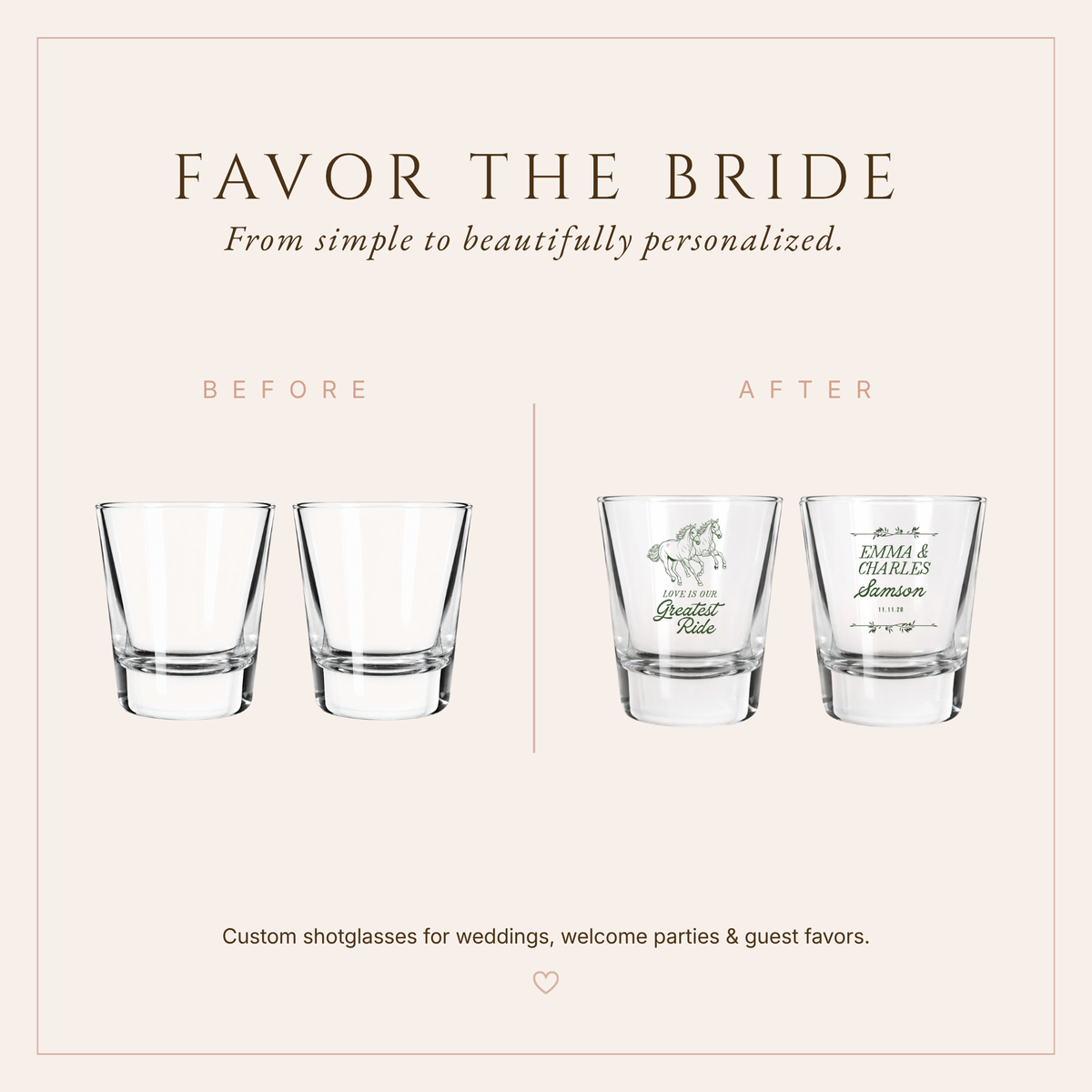 Personalized Western Wedding Shot Glasses