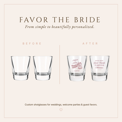 Personalized Tuscan Vineyard Wedding Shot Glasses