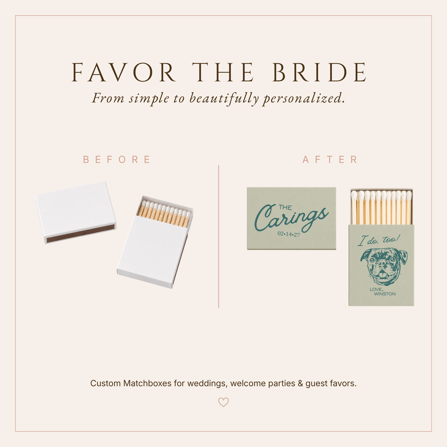 Personalized Script Wedding Matchboxes