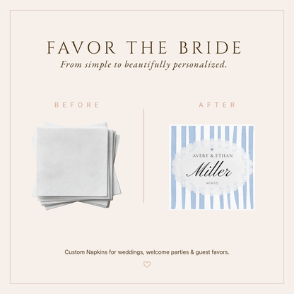 Personalized Blue Stripe Wedding Napkins