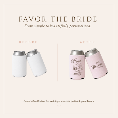 Personalized Mountain View Wedding Can Coolers