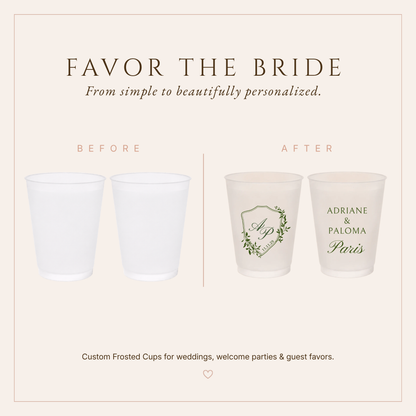 Personalized Green Crest Wedding Frosted Cups