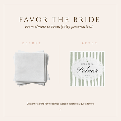 Personalized Sage Stripe Wedding Napkins